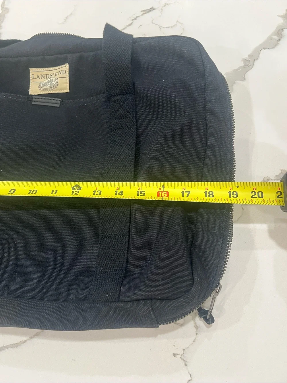 EUC Vintage Lands' End Square Rigger Black Canvas Messenger Bag